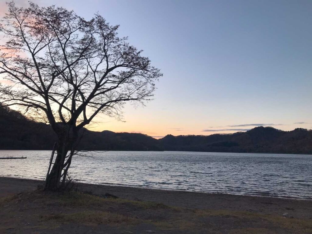 大沼湖畔の夕景