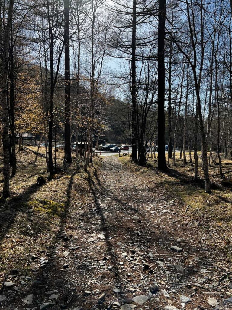 毛木平駐車場に無事下山