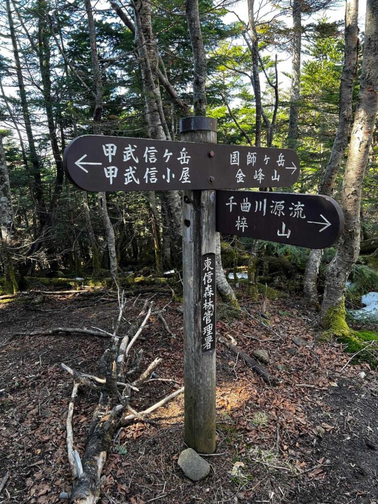 稜線の分岐標識