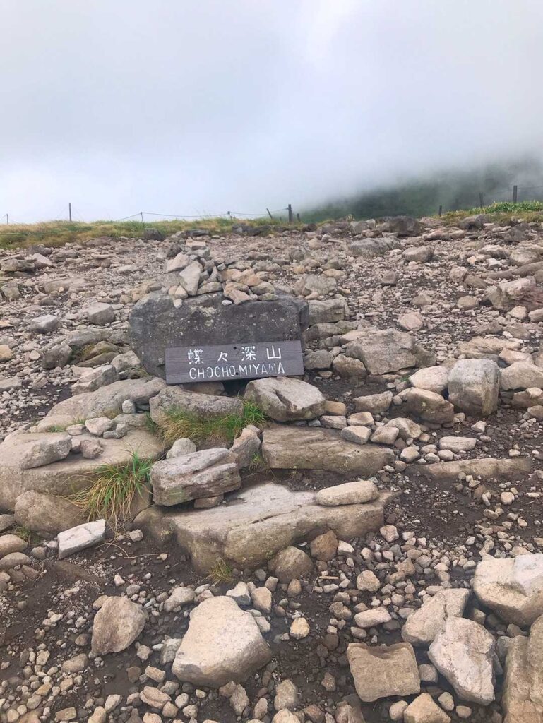 ガスの中を蝶々深山へ向かう