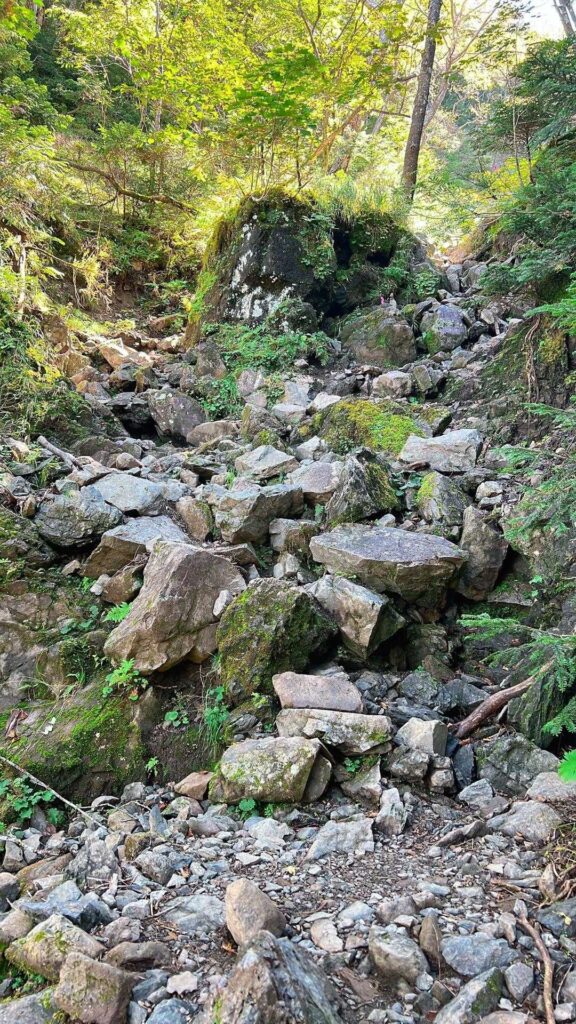 枯沢のような登り
