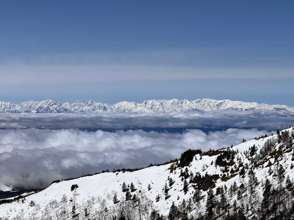 雲海の上に北アルプスがずらり