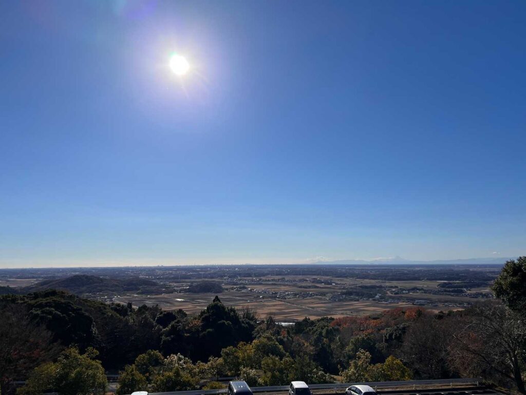 バス停から見える富士山とスカイツリー