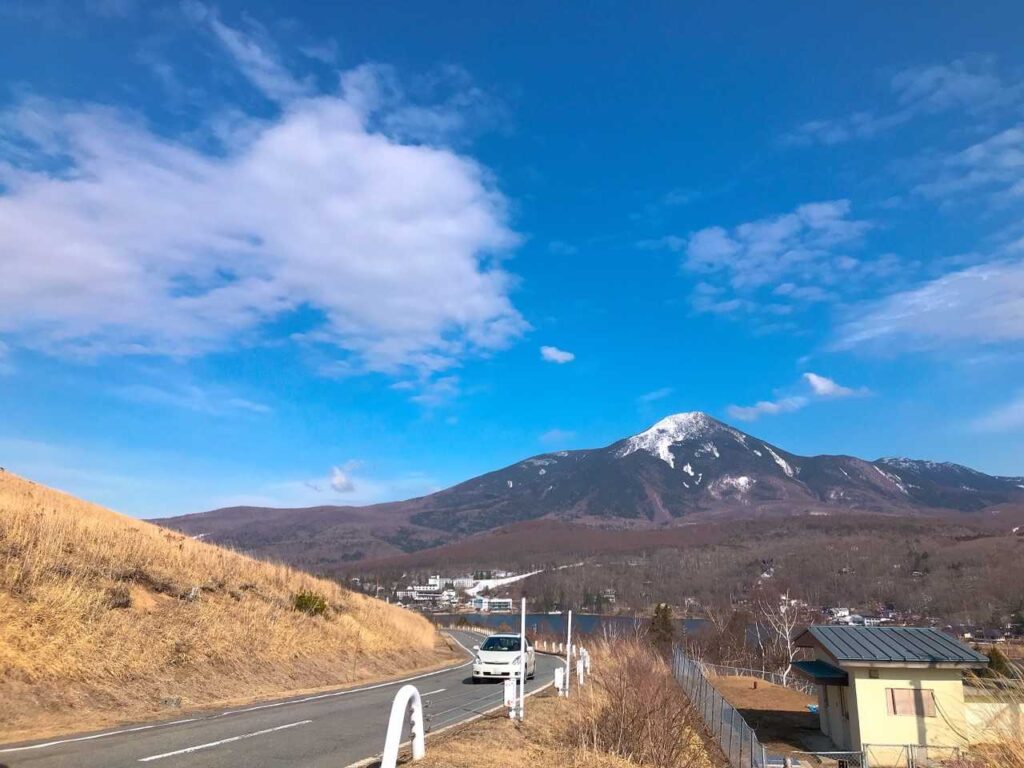 下山後に振り返って見た蓼科山