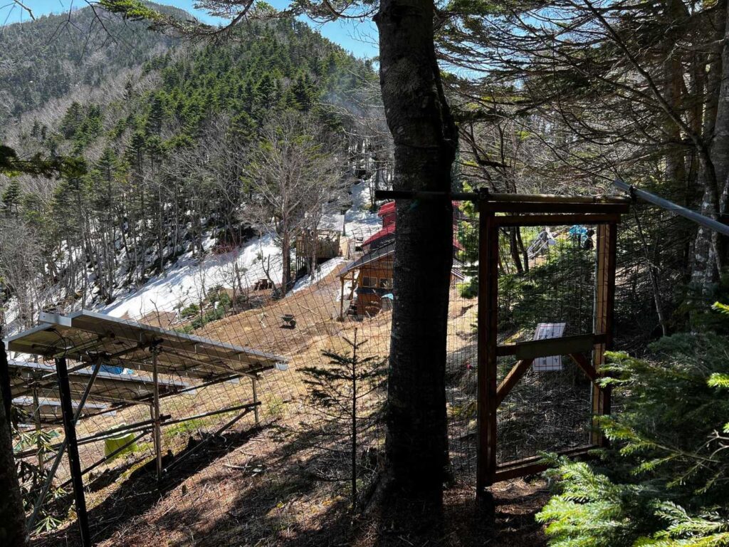 甲武信小屋を上から見下ろす