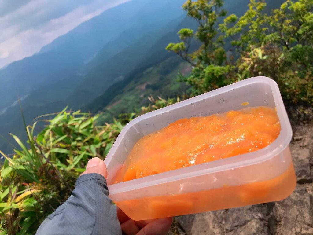 三ツ岩からの眺望と凍らせたタッパーのランチ