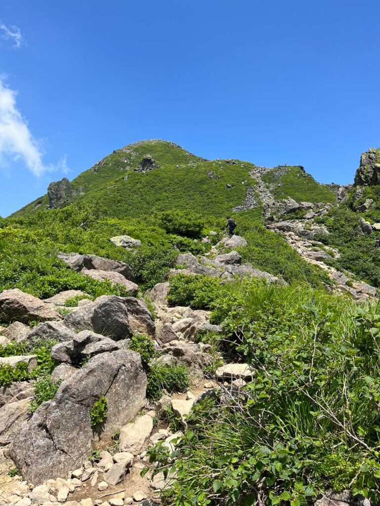 岩場を見上げる