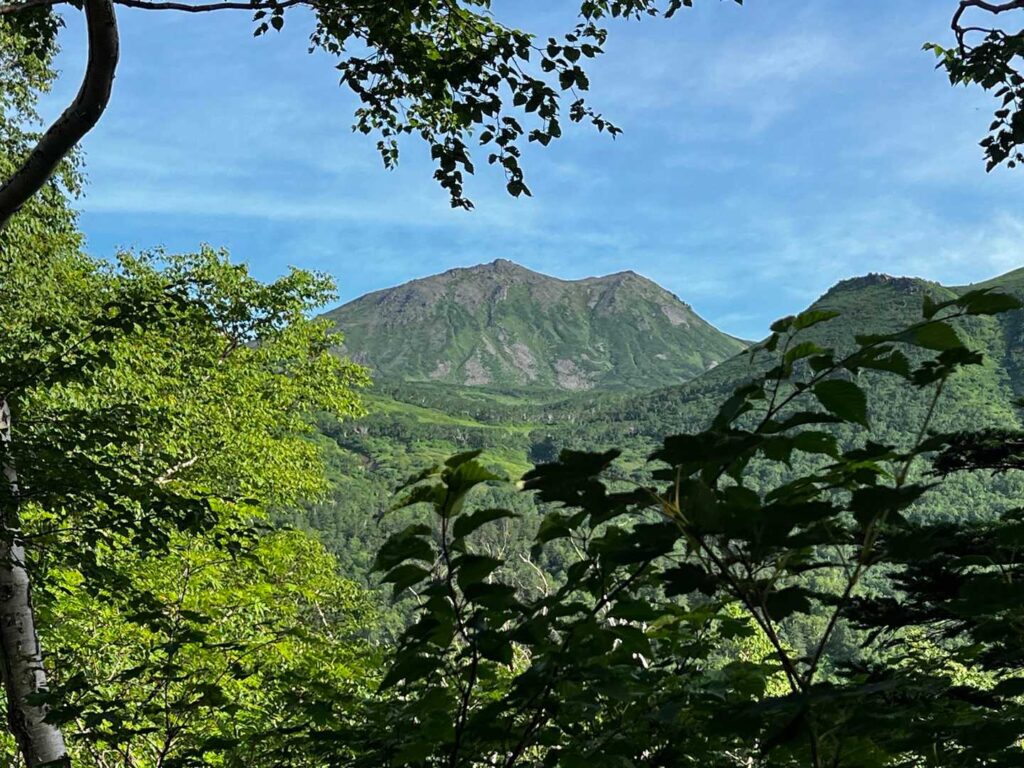 天気は良好、遠くにトムラウシ山が見える