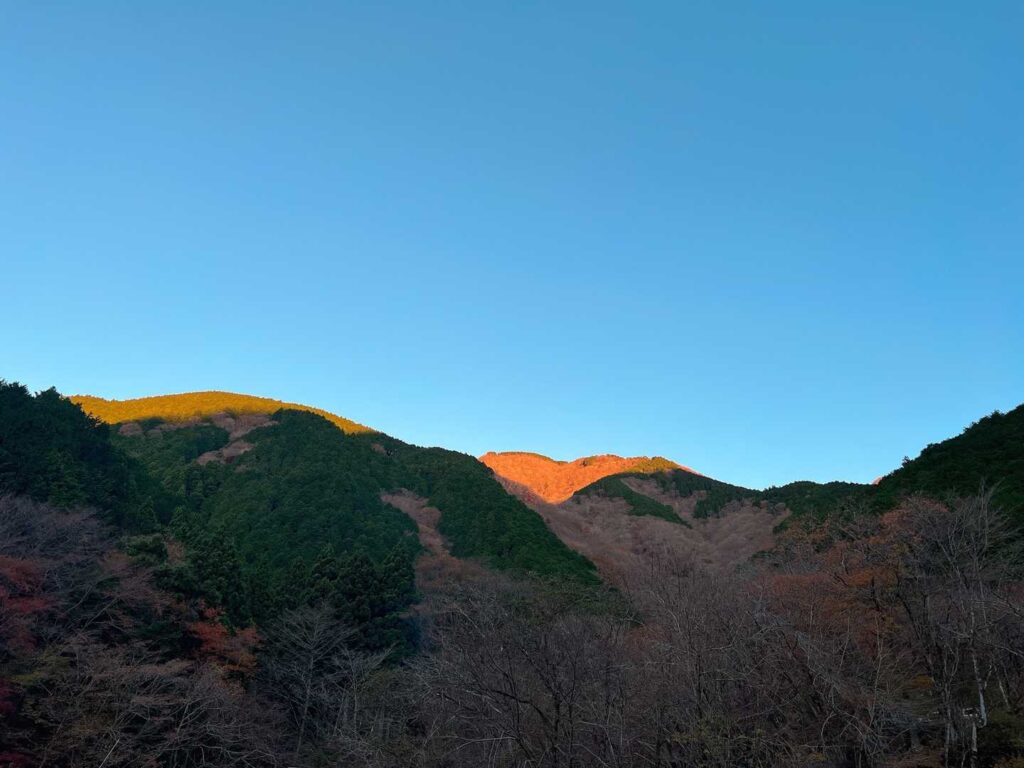 到着した駐車場から見る朝の景色