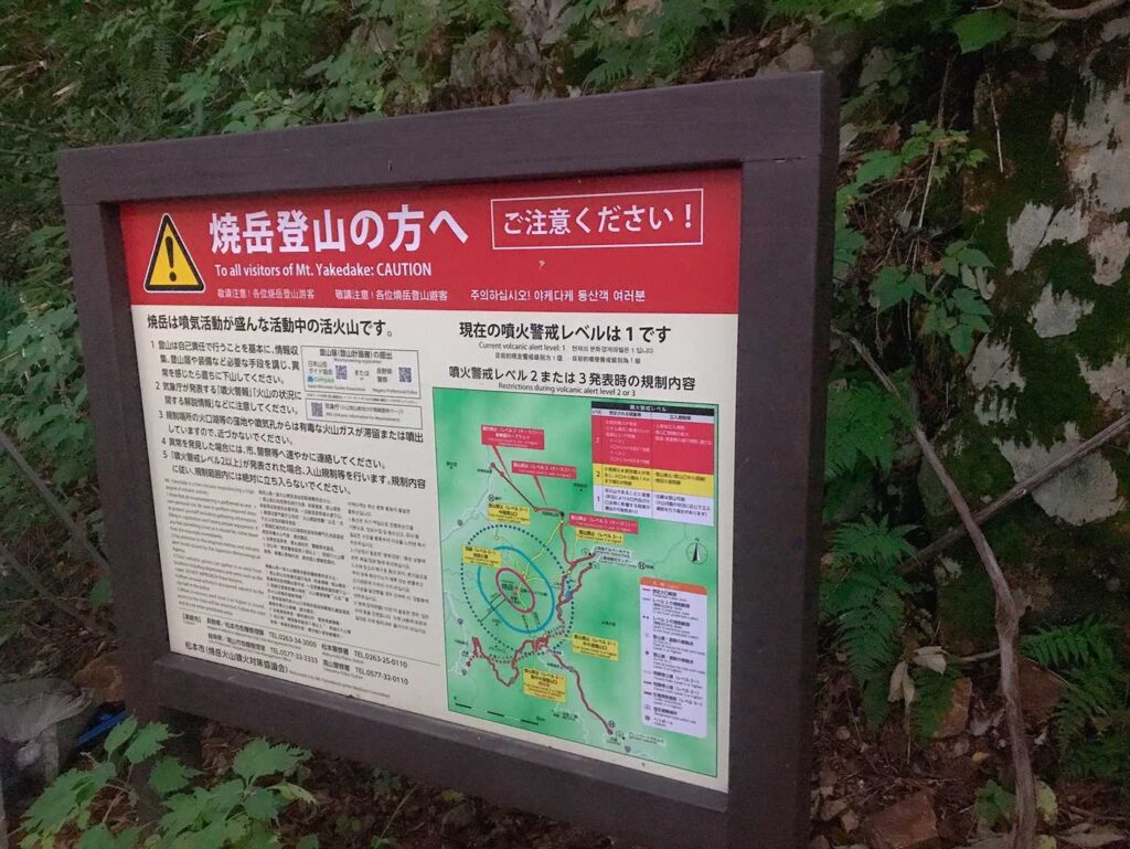 活火山の案内看板