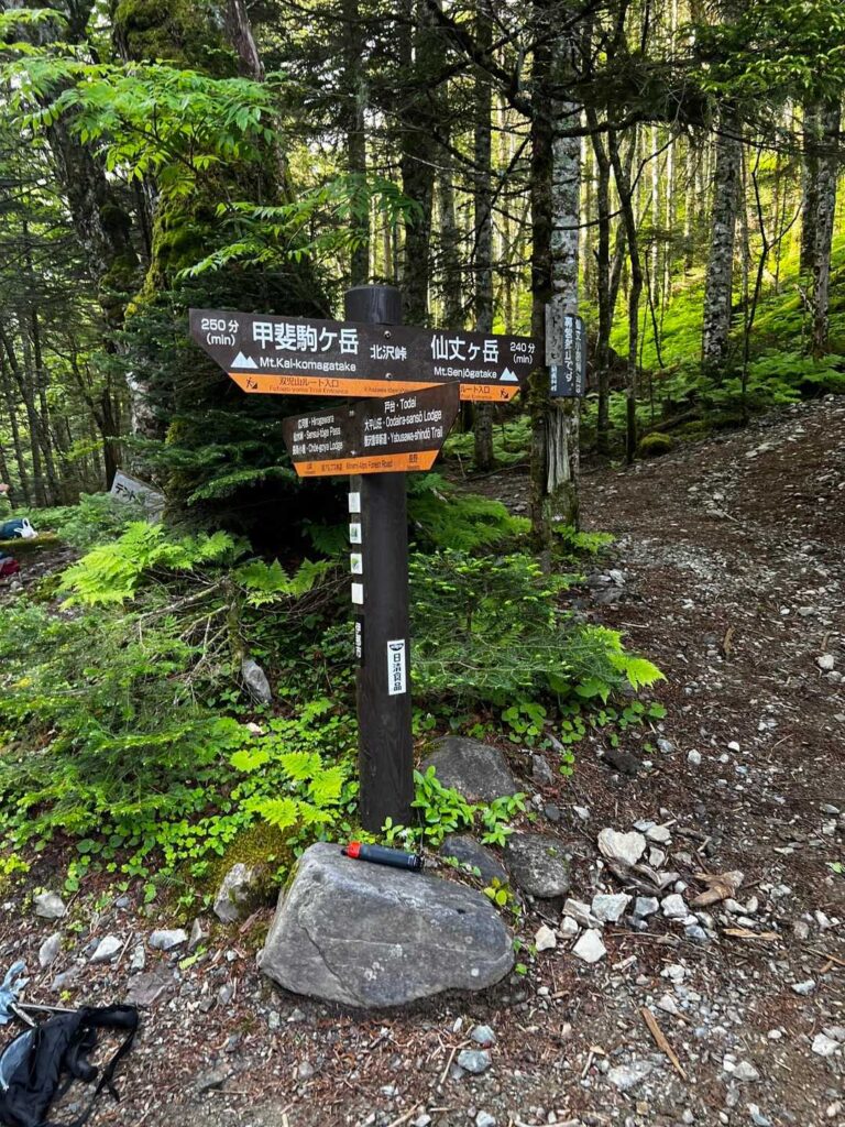 北沢峠の分岐標識