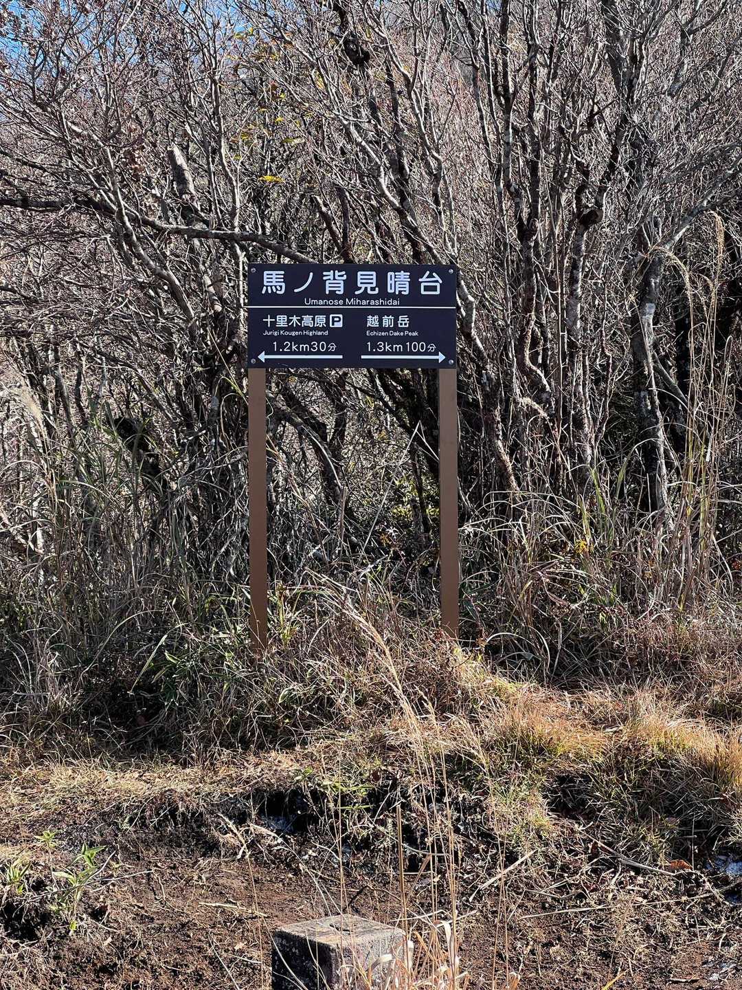 馬ノ背見晴台の道標