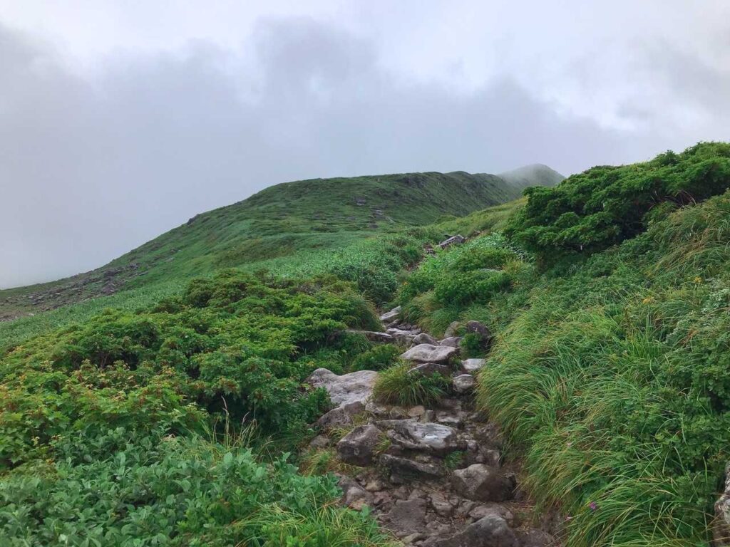 岩が滑りやすい区間