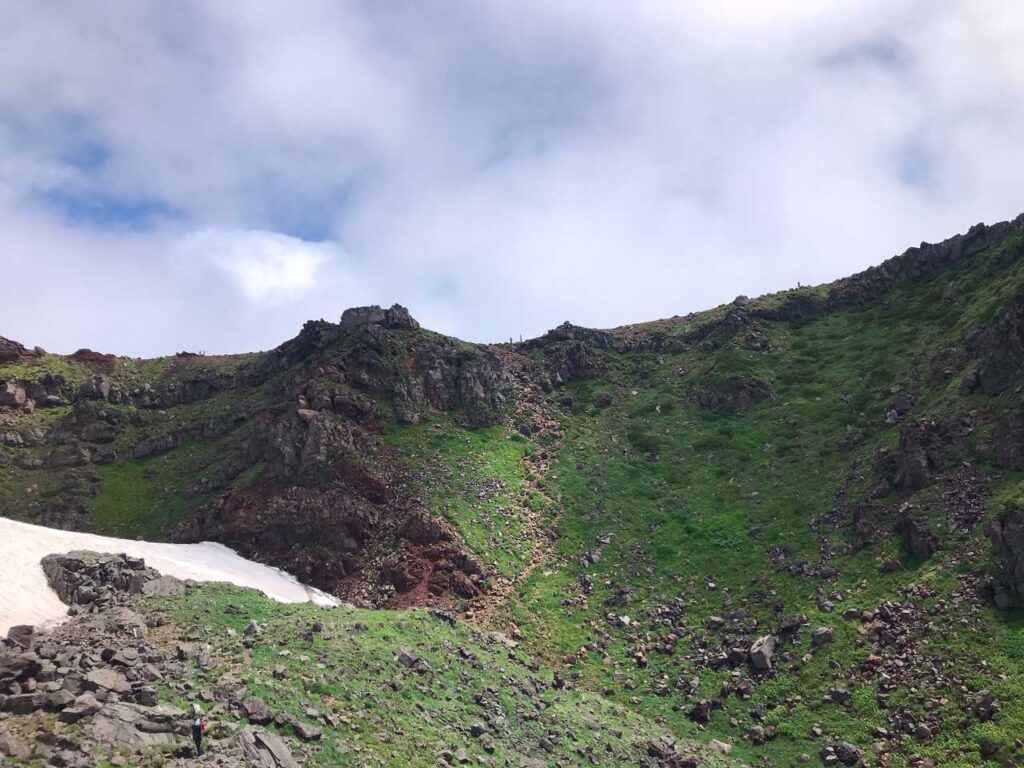 雪渓を避けてルート取り