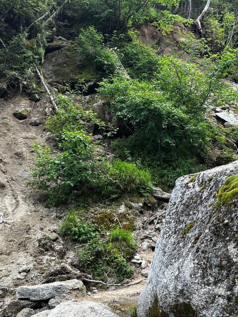 翌日登るハシゴが見える