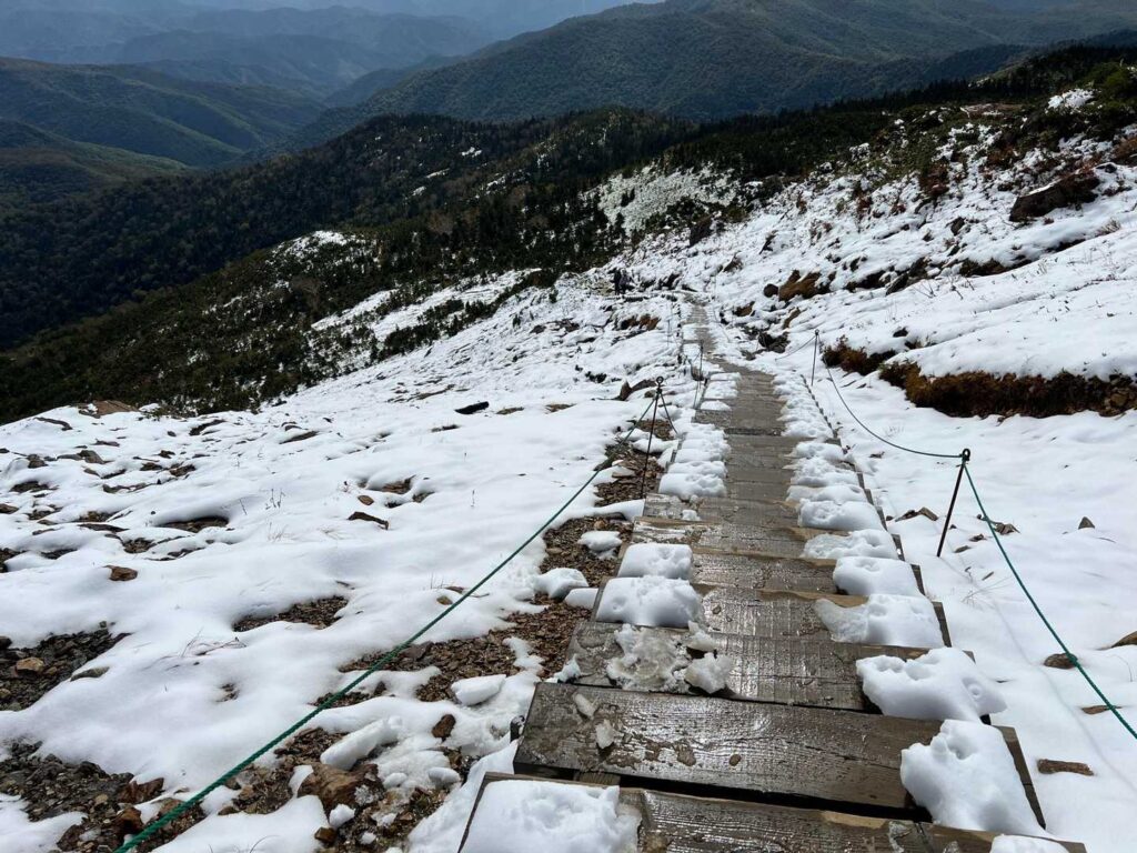 長い階段の下り