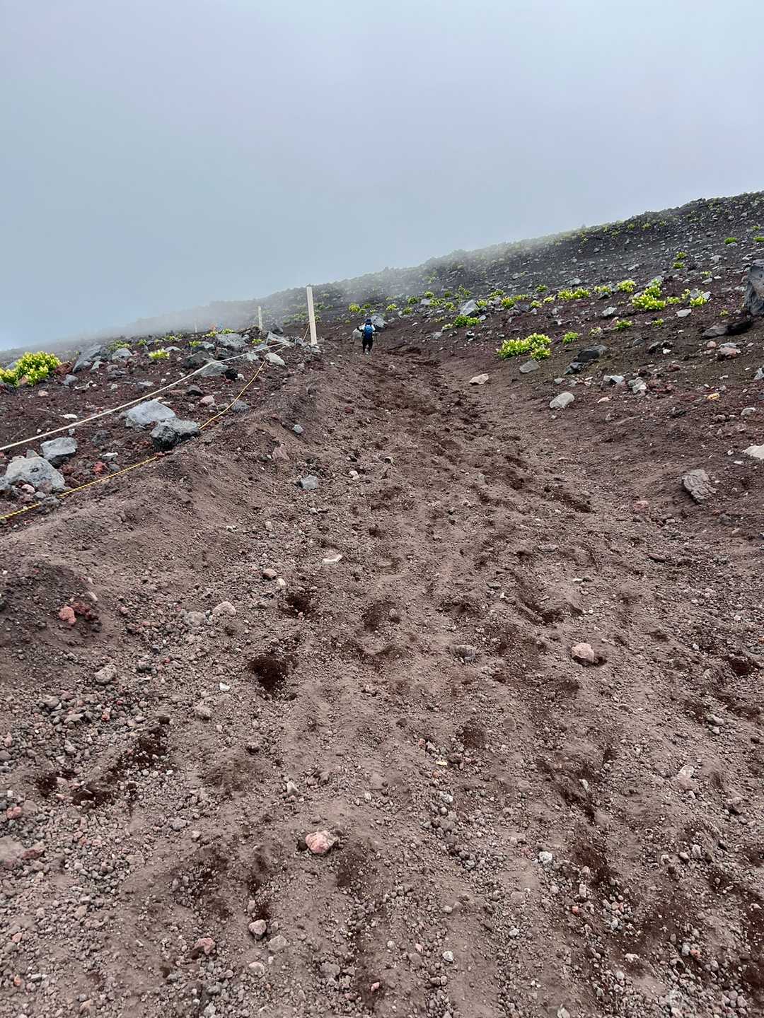 砂煙を上げながら下山