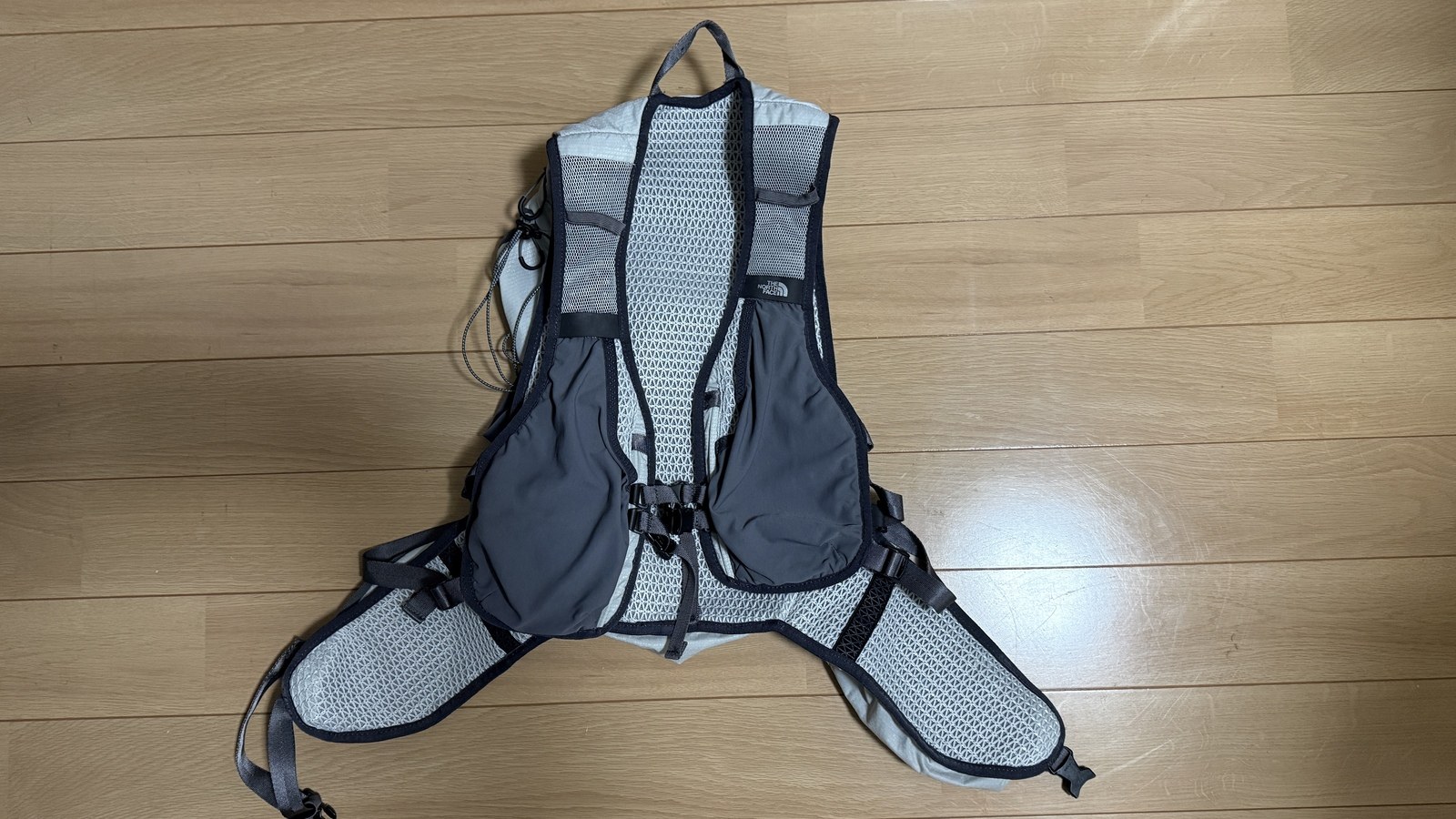 THE NORTH FACE のトレラン用ザックの背面。ベスト型のメッシュ構造