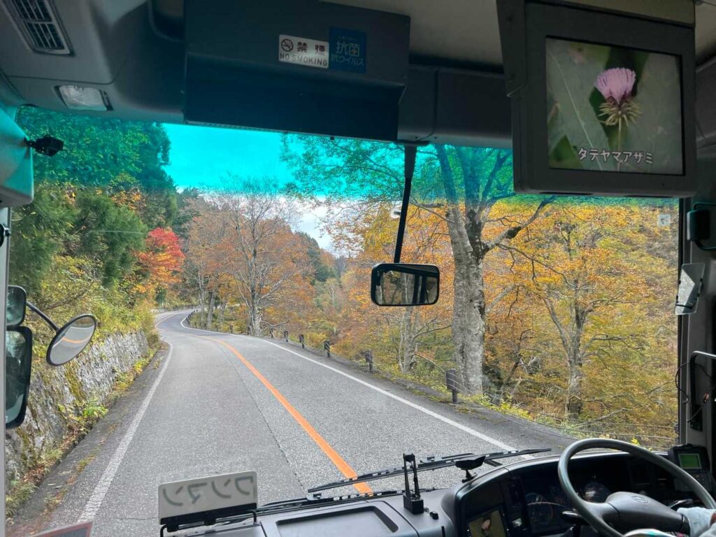 高原バスの車窓から見えた紅葉